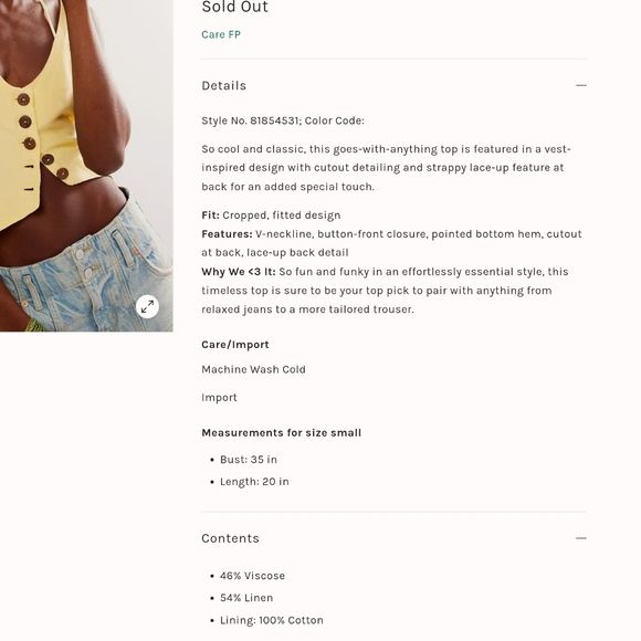 FREE PEOPLE Reisling Vest NWT - LARGE - Picture 5 of 9